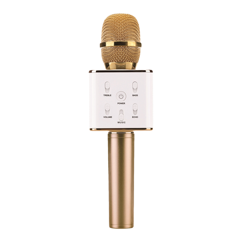 100% Genuine Tuxun Q7 Wireless Bluetooth Microphone Speaker Karaoke Gold