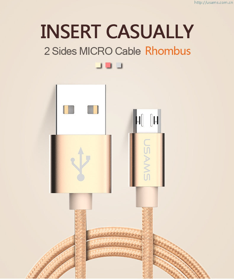 USAMS U-knit Series Micro USB Plug Reversible Cable (BUY 1 GET 1 FREE NOW)