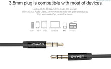 USAMS 3.5mm Black Aux Gold Plated Audio Cable (BUY 1 GET 1 FREE NOW)