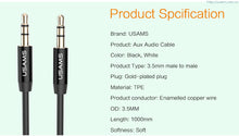 USAMS 3.5mm Black Aux Gold Plated Audio Cable (BUY 1 GET 1 FREE NOW)